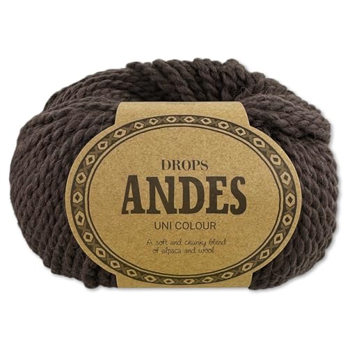 Frida's Wollhaus Drops 100 g Andes Stricken Häkeln Alpaka Schurwolle Alpaca Garn 28 Farben (5610 | Dunkelbraun | Uni) von Frida's Wollhaus