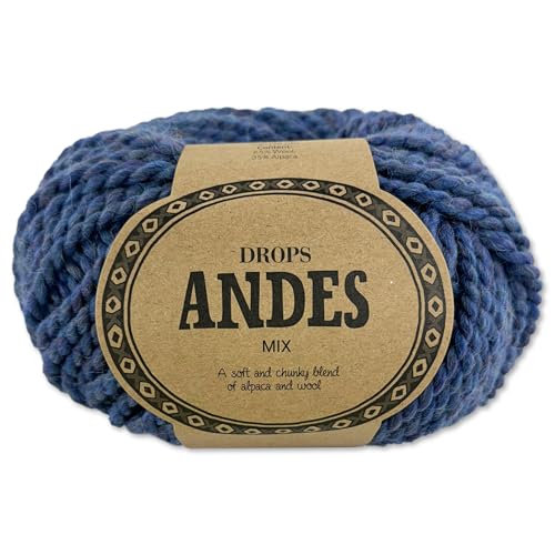 Frida's Wollhaus Drops 100 g Andes Stricken Häkeln Alpaka Schurwolle Alpaca Garn 28 Farben (6343 | Blaue Dämmerung | Mix) von Frida's Wollhaus