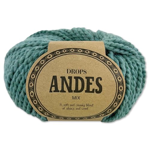 Frida's Wollhaus Drops 100 g Andes Stricken Häkeln Alpaka Schurwolle Alpaca Garn 28 Farben (7130 | Meeresgrün | Mix) von Frida's Wollhaus