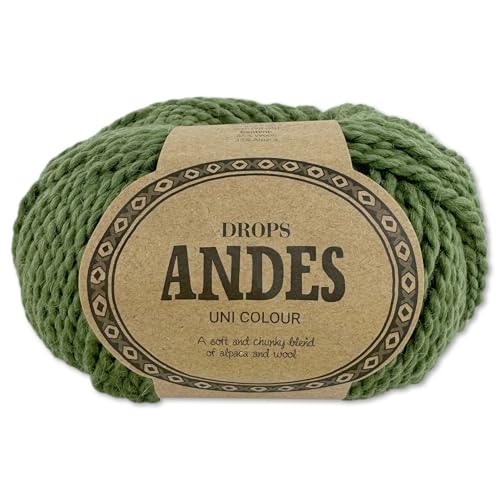 Frida's Wollhaus Drops 100 g Andes Stricken Häkeln Alpaka Schurwolle Alpaca Garn 28 Farben (7820 | Grün | Uni) von Frida's Wollhaus