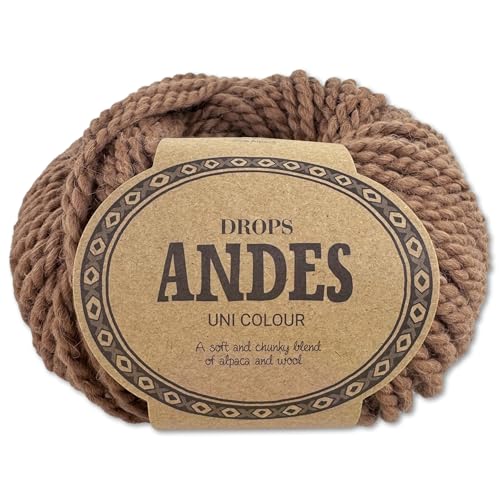 Frida's Wollhaus Drops 100 g Andes Stricken Häkeln Alpaka Schurwolle Alpaca Garn 28 Farben (9021 | Mandel | Uni) von Frida's Wollhaus