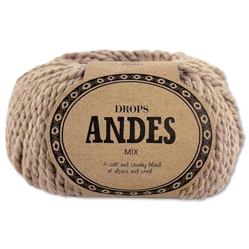 Frida's Wollhaus Drops 100 g Andes Stricken Häkeln Alpaka Schurwolle Alpaca Garn 28 Farben (9024 | Erdnuss | Mix) von Frida's Wollhaus