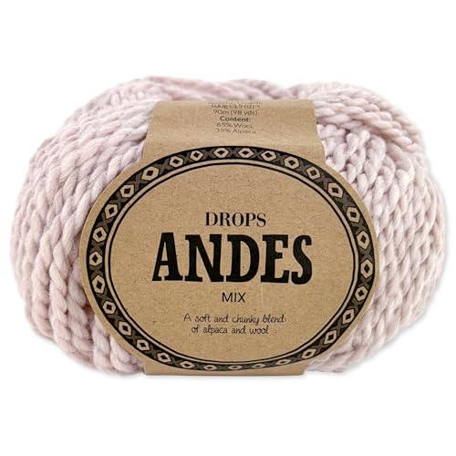 Frida's Wollhaus Drops 100 g Andes Stricken Häkeln Alpaka Schurwolle Alpaca Garn 28 Farben (9025 | Rosa Sand | Mix) von Frida's Wollhaus