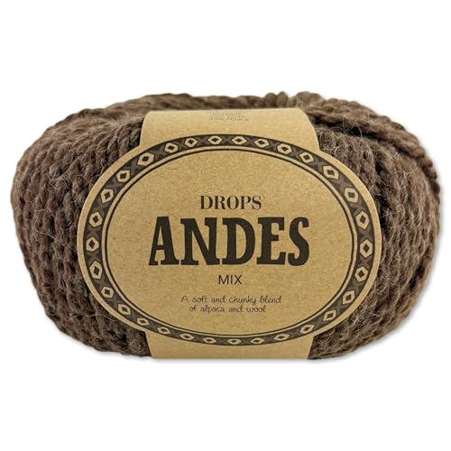 Frida's Wollhaus Drops 100 g Andes Stricken Häkeln Alpaka Schurwolle Alpaca Garn 28 Farben (9026 | Mittelbraun | Mix) von Frida's Wollhaus