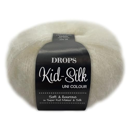 Frida's Wollhaus Drops 25 g Kid-Silk Mohair & Seide Lacegarn Beilaufgarn Flauschig 47 Farben (01 | Natur) von Frida's Wollhaus