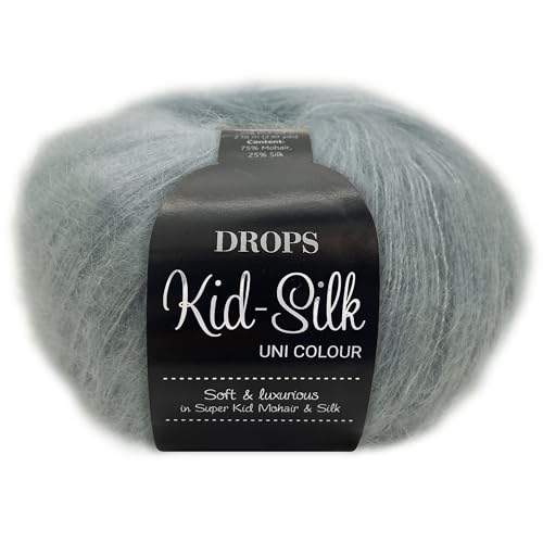 Frida's Wollhaus Drops 25 g Kid-Silk Mohair & Seide Lacegarn Beilaufgarn Flauschig 47 Farben (07 | Hell Himmelblau) von Frida's Wollhaus