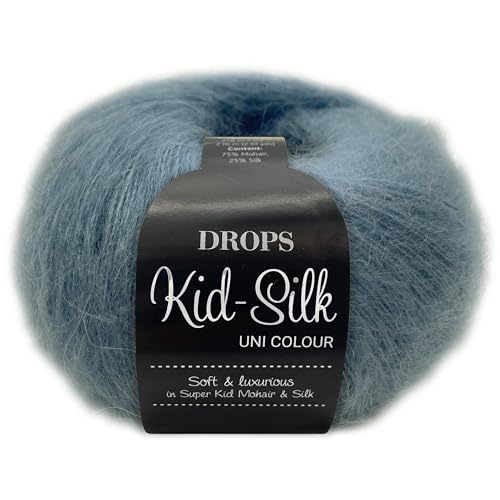 Frida's Wollhaus Drops 25 g Kid-Silk Mohair & Seide Lacegarn Beilaufgarn Flauschig 47 Farben (08 | Hell Jeansblau) von Frida's Wollhaus