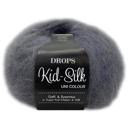 Frida's Wollhaus Drops 25 g Kid-Silk Mohair & Seide Lacegarn Beilaufgarn Flauschig 47 Farben (10 | Grau) von Frida's Wollhaus