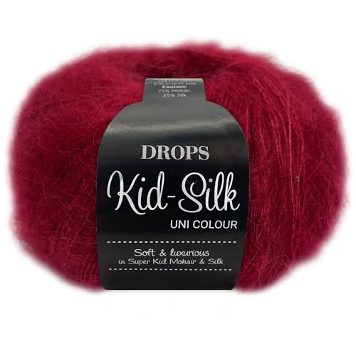 Frida's Wollhaus Drops 25 g Kid-Silk Mohair & Seide Lacegarn Beilaufgarn Flauschig 47 Farben (14 | Rot) von Frida's Wollhaus