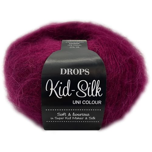 Frida's Wollhaus Drops 25 g Kid-Silk Mohair & Seide Lacegarn Beilaufgarn Flauschig 47 Farben (17 | Dunkelrosa) von Frida's Wollhaus