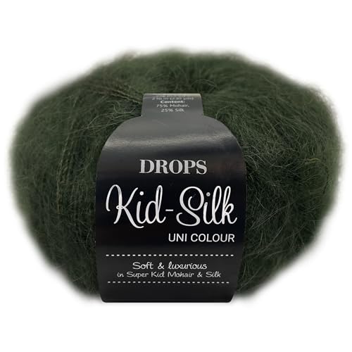 Frida's Wollhaus Drops 25 g Kid-Silk Mohair & Seide Lacegarn Beilaufgarn Flauschig 47 Farben (19 | Dunkelgrün) von Frida's Wollhaus