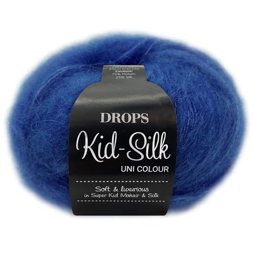 Frida's Wollhaus Drops 25 g Kid-Silk Mohair & Seide Lacegarn Beilaufgarn Flauschig 47 Farben (21 | Kobaltblau) von Frida's Wollhaus