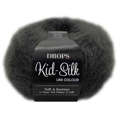 Frida's Wollhaus Drops 25 g Kid-Silk Mohair & Seide Lacegarn Beilaufgarn Flauschig 47 Farben (22 | Aschgrau) von Frida's Wollhaus