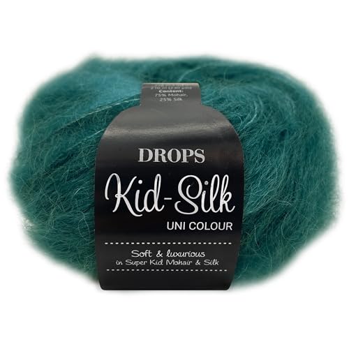 Frida's Wollhaus Drops 25 g Kid-Silk Mohair & Seide Lacegarn Beilaufgarn Flauschig 47 Farben (24 | Petrol) von Frida's Wollhaus