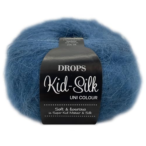 Frida's Wollhaus Drops 25 g Kid-Silk Mohair & Seide Lacegarn Beilaufgarn Flauschig 47 Farben (27 | Jeansblau) von Frida's Wollhaus