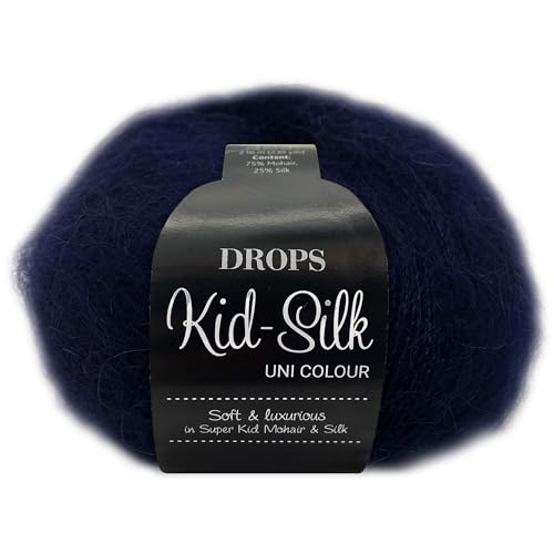 Frida's Wollhaus Drops 25 g Kid-Silk Mohair & Seide Lacegarn Beilaufgarn Flauschig 47 Farben (28 | Marineblau) von Frida's Wollhaus