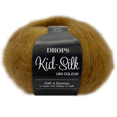 Frida's Wollhaus Drops 25 g Kid-Silk Mohair & Seide Lacegarn Beilaufgarn Flauschig 47 Farben (30 | Curry) von Frida's Wollhaus