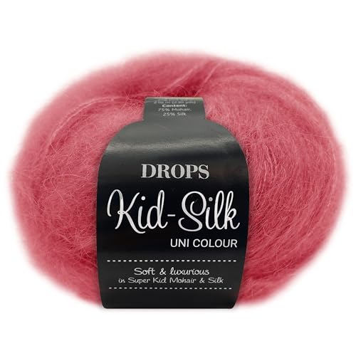 Frida's Wollhaus Drops 25 g Kid-Silk Mohair & Seide Lacegarn Beilaufgarn Flauschig 47 Farben (32 | Himbeere) von Frida's Wollhaus