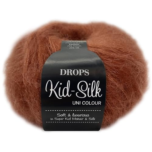 Frida's Wollhaus Drops 25 g Kid-Silk Mohair & Seide Lacegarn Beilaufgarn Flauschig 47 Farben (33 | Rost) von Frida's Wollhaus