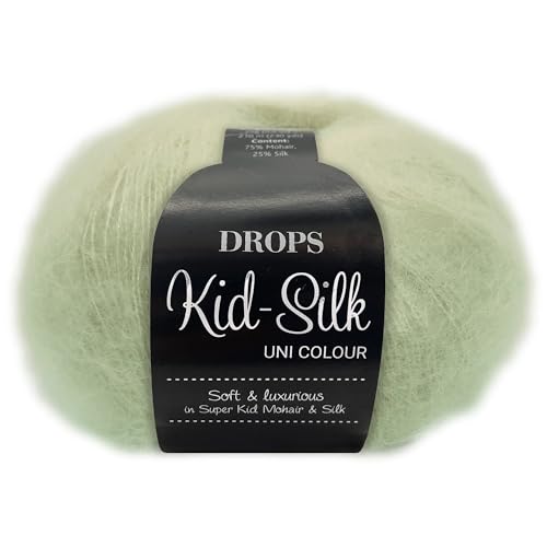 Frida's Wollhaus Drops 25 g Kid-Silk Mohair & Seide Lacegarn Beilaufgarn Flauschig 47 Farben (47 | Pistazieneis) von Frida's Wollhaus