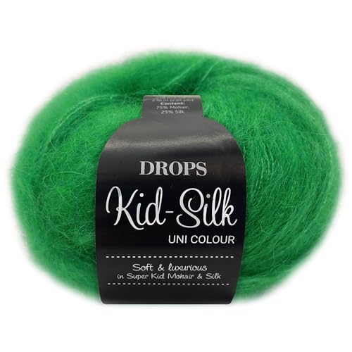 Frida's Wollhaus Drops 25 g Kid-Silk Mohair & Seide Lacegarn Beilaufgarn Flauschig 47 Farben (48 | Papageigrün) von Frida's Wollhaus