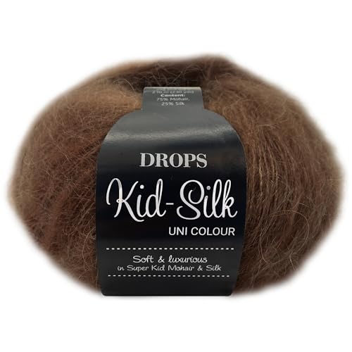 Frida's Wollhaus Drops 25 g Kid-Silk Mohair & Seide Lacegarn Beilaufgarn Flauschig 47 Farben (51 | Toffee) von Frida's Wollhaus