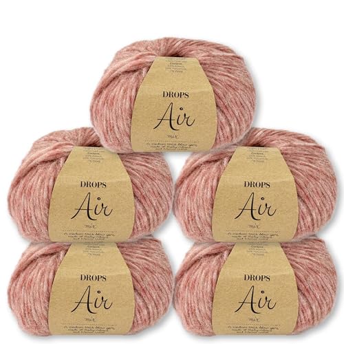 Frida's Wollhaus Drops 5 x 50 g Air Stricken Häkeln Alpaka Schurwolle Alpaca Superweich 50 Farben (32 | Blush Mix) von Frida's Wollhaus