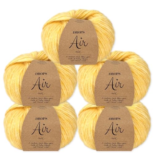 Frida's Wollhaus Drops 5 x 50 g Air Stricken Häkeln Alpaka Schurwolle Alpaca Superweich 50 Farben (40 | Limonade Mix) von Frida's Wollhaus