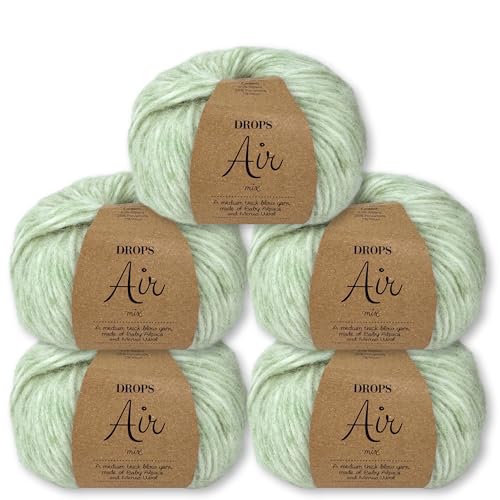 Frida's Wollhaus Drops 5 x 50 g Air Stricken Häkeln Alpaka Schurwolle Alpaca Superweich 50 Farben (42 | Pistazieneis Mix) von Frida's Wollhaus