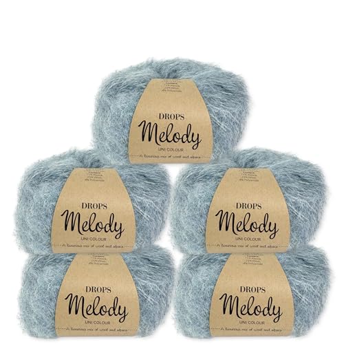 Frida's Wollhaus Drops 5 x 50 g Melody Stricken Häkeln Alpaka Schurwolle Alpaca Superweich 23 Farben (02 | Nebel) von Frida's Wollhaus