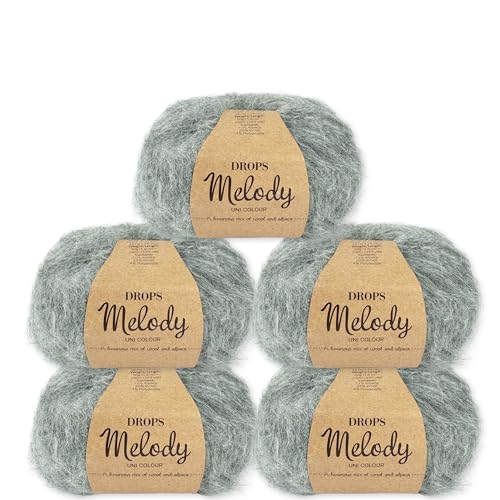 Frida's Wollhaus Drops 5 x 50 g Melody Stricken Häkeln Alpaka Schurwolle Alpaca Superweich 23 Farben (04 | Grau) von Frida's Wollhaus