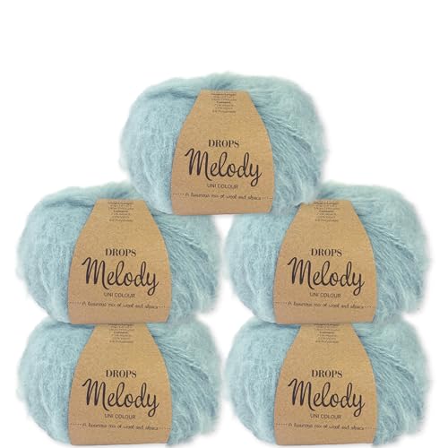 Frida's Wollhaus Drops 5 x 50 g Melody Stricken Häkeln Alpaka Schurwolle Alpaca Superweich 23 Farben (09 | Hell Seegrün) von Frida's Wollhaus