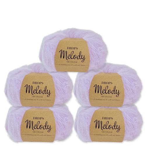 Frida's Wollhaus Drops 5 x 50 g Melody Stricken Häkeln Alpaka Schurwolle Alpaca Superweich 23 Farben (22 | Zarte Orchidee) von Frida's Wollhaus