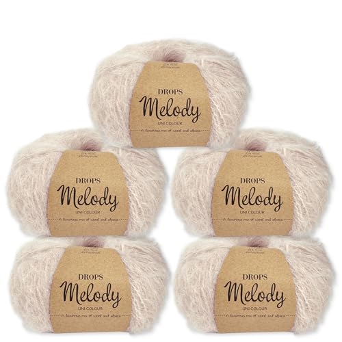 Frida's Wollhaus Drops 5 x 50 g Melody Stricken Häkeln Alpaka Schurwolle Alpaca Superweich 23 Farben (23 | Rosenwasser) von Frida's Wollhaus