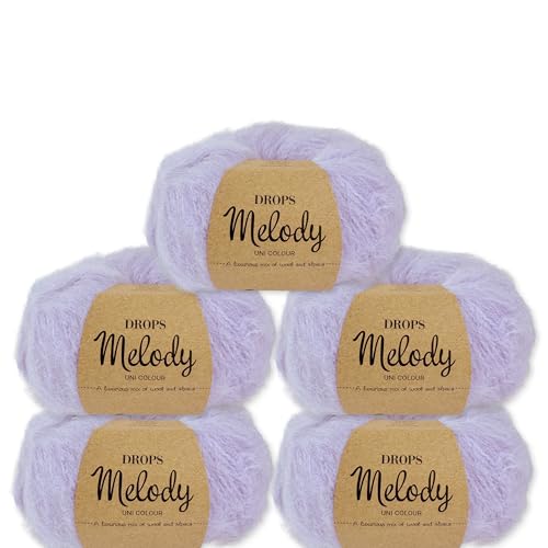 Frida's Wollhaus Drops 5 x 50 g Melody Stricken Häkeln Alpaka Schurwolle Alpaca Superweich 23 Farben (27 | Nebelflieder) von Frida's Wollhaus