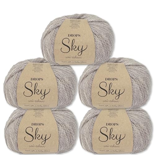 Frida's Wollhaus Drops 5 x 50 g Sky Stricken Häkeln Alpaca Schurwolle Alpaka Superweich 31 Farben (24 | Sand Uni) von Frida's Wollhaus