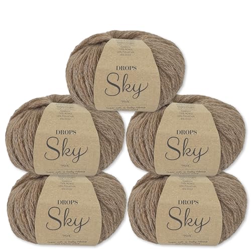 Frida's Wollhaus Drops 5 x 50 g Sky Stricken Häkeln Alpaca Schurwolle Alpaka Superweich 31 Farben (32 | Nougat Mix) von Frida's Wollhaus