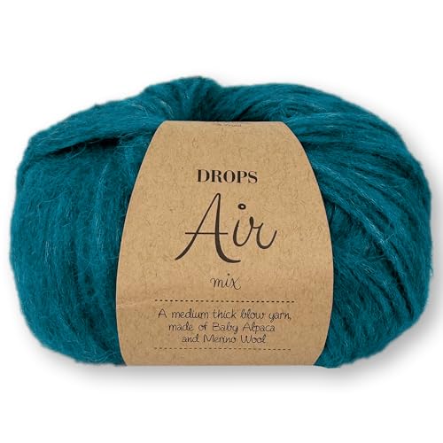 Frida's Wollhaus Drops 50 g Air Stricken Häkeln Alpaka Schurwolle Alpaca Superweich 50 Farben (11 | Pfauenblau Mix) von Frida's Wollhaus