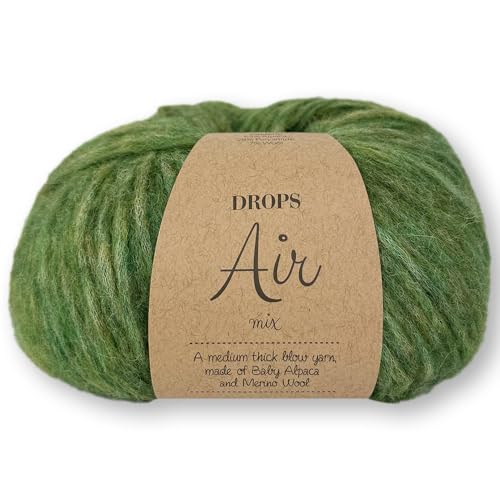 Frida's Wollhaus Drops 50 g Air Stricken Häkeln Alpaka Schurwolle Alpaca Superweich 50 Farben (12 | Moosgrün Mix) von Frida's Wollhaus