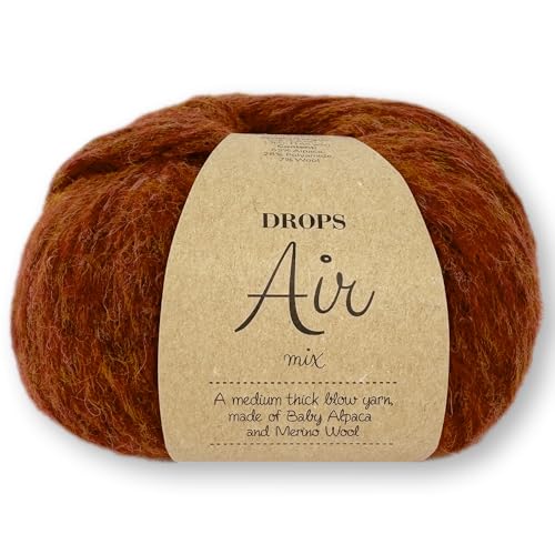 Frida's Wollhaus Drops 50 g Air Stricken Häkeln Alpaka Schurwolle Alpaca Superweich 50 Farben (13 | Orange Mix) von Frida's Wollhaus