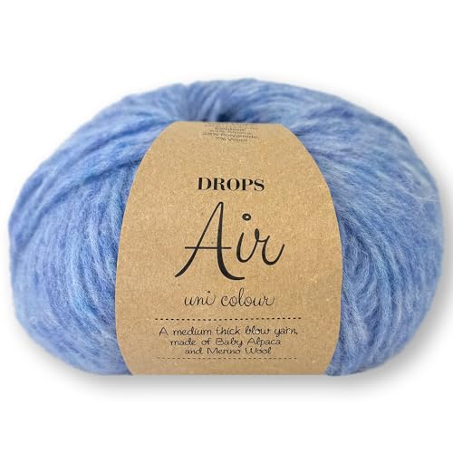 Frida's Wollhaus Drops 50 g Air Stricken Häkeln Alpaka Schurwolle Alpaca Superweich 50 Farben (16 | Blau Uni) von Frida's Wollhaus