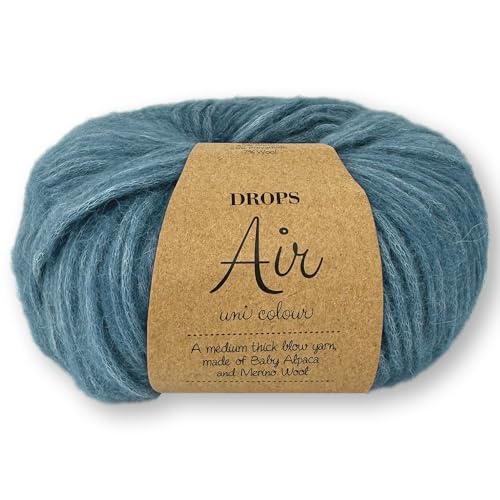 Frida's Wollhaus Drops 50 g Air Stricken Häkeln Alpaka Schurwolle Alpaca Superweich 50 Farben (17 | Jeansblau Uni) von Frida's Wollhaus