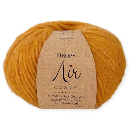 Frida's Wollhaus Drops 50 g Air Stricken Häkeln Alpaka Schurwolle Alpaca Superweich 50 Farben (22 | Gelb Uni) von Frida's Wollhaus