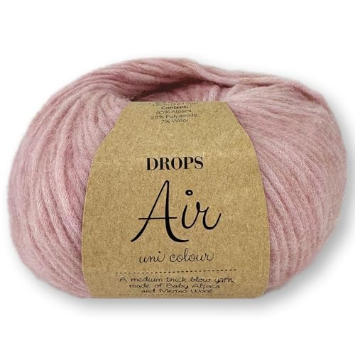 Frida's Wollhaus Drops 50 g Air Stricken Häkeln Alpaka Schurwolle Alpaca Superweich 50 Farben (24 | Zartrosa Uni) von Frida's Wollhaus