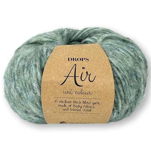 Frida's Wollhaus Drops 50 g Air Stricken Häkeln Alpaka Schurwolle Alpaca Superweich 50 Farben (30 | Salbeigrün Uni) von Frida's Wollhaus