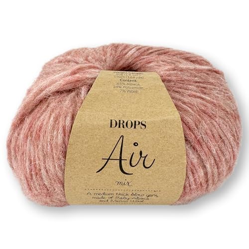 Frida's Wollhaus Drops 50 g Air Stricken Häkeln Alpaka Schurwolle Alpaca Superweich 50 Farben (32 | Blush Mix) von Frida's Wollhaus