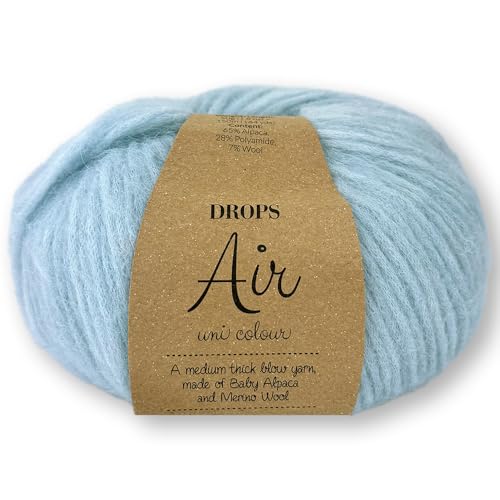 Frida's Wollhaus Drops 50 g Air Stricken Häkeln Alpaka Schurwolle Alpaca Superweich 50 Farben (36 | Hellblau Mix) von Frida's Wollhaus