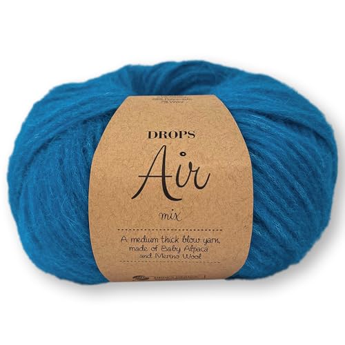 Frida's Wollhaus Drops 50 g Air Stricken Häkeln Alpaka Schurwolle Alpaca Superweich 50 Farben (37 | Blauer Vogel Mix) von Frida's Wollhaus