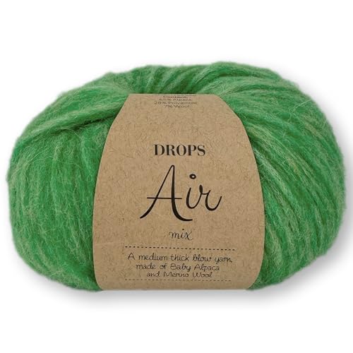 Frida's Wollhaus Drops 50 g Air Stricken Häkeln Alpaka Schurwolle Alpaca Superweich 50 Farben (43 | Papageigrün Mix) von Frida's Wollhaus