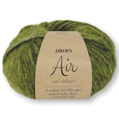 Frida's Wollhaus Drops 50 g Air Stricken Häkeln Alpaka Schurwolle Alpaca Superweich 50 Farben (46 | Dunkeloliv Uni) von Frida's Wollhaus